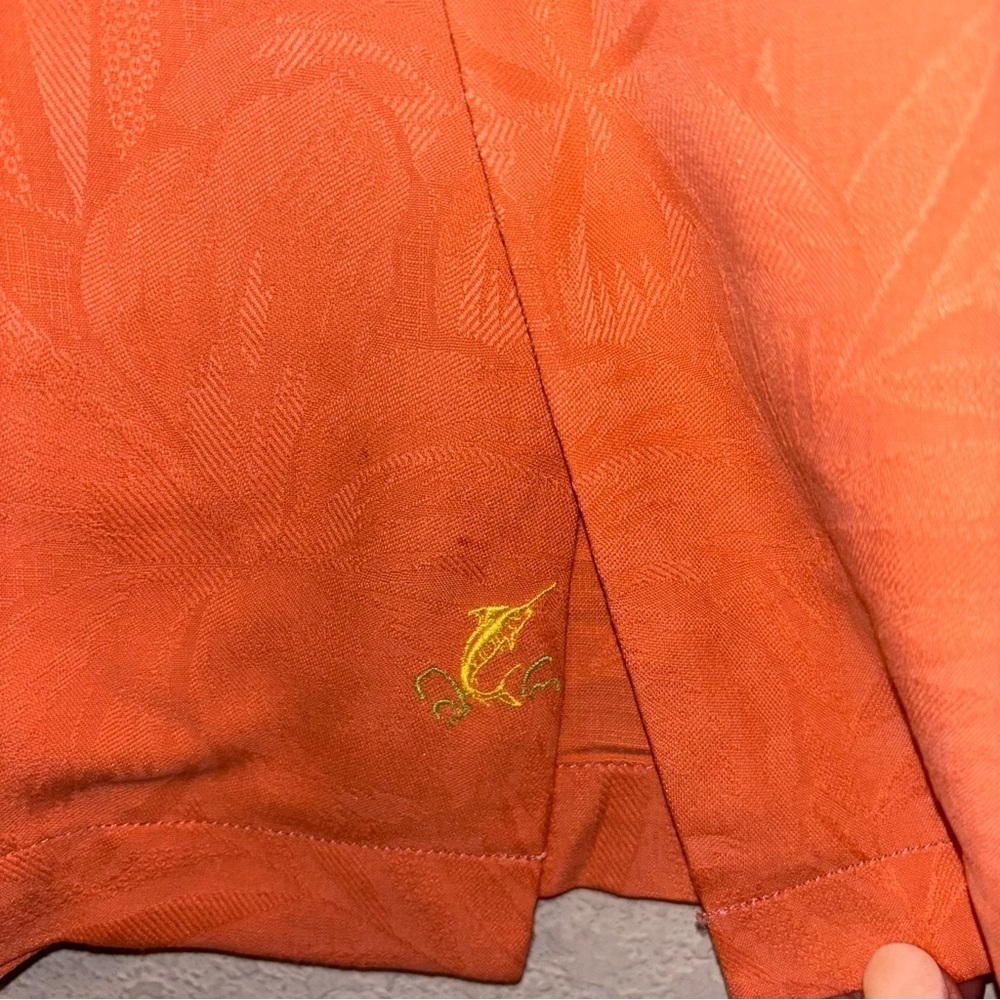 Tommy Bahama Orange Silk Short Sleeve Shirt, Large - Picture 4 of 4